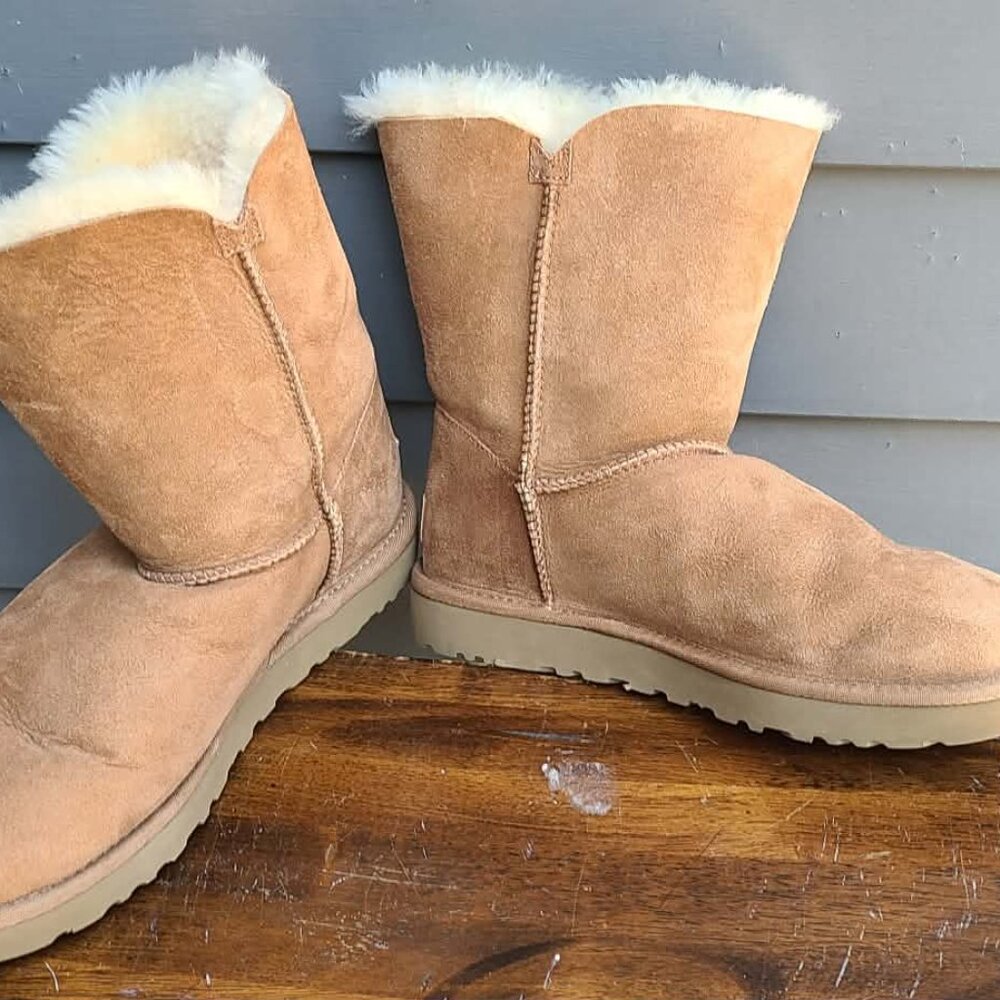 UGG Chestnut Suede Shearling Bailey Button Boots … - image 5